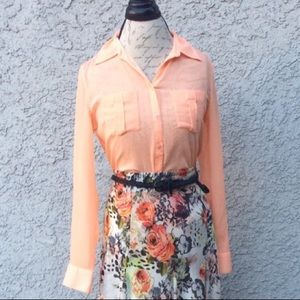 NWOT Guess Semi Sheer Peach Colored Shirt